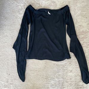 Silk-like Black Poet Peasant Blouse